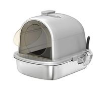 PawHut Arenero Gatos de Acero Inoxidable Cubierto 52,4x41,3x39,9 cm Gris | Caja de Arena para Gatos, Arenero, con Bolsa Desodorizante, Pala, Fácil de Limpiar