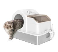 PawHut Arenero para Gatos Cubierto Extragrande Caja de Arena Cerrado con Bandeja de Acero Inoxidable Tapa Extraíble Bordes Altos Tapetes Pala sin Olor