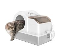 PawHut Arenero para Gatos Cubierto Extragrande Caja de Arena Cerrado con Bandeja de Acero Inoxidable Tapa Extraíble Bordes Altos Tapetes Pala sin Olor Fácil de Limpiar para Gatos Grandes Blanco