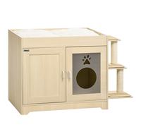 PawHut Mueble Arenero para Gatos con Cama Cojín Suave 3 Plataformas y Postes de Sisal 107x54x70 cm Roble Aosom España