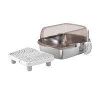 PawHut Arenero para Gatos Extragrande de Arena Cerrado con Bandeja de Acero Inoxidable Bordes Altos Pala Zona para Caída de Arena Fácil Limpieza para Gatos Grandes