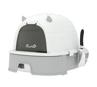 PawHut Arenero para Gatos, L, Caja de Arena para Gatos con Tapa Extraíble y Bandeja de Acero Inoxidable Extraíble, Pala, Filtros de Carbón, Fácil de Limpiar, Antifugas, Control de Olores, Gris Gris 52