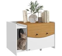 PawHut Armario arenero 2-en-1 para Gatos hasta 5 kg 78x50x51cm Roble