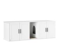 PawHut Armario para caja de arena Casa para gatos con puerta separador arenero para gatos grandes 145 x 49 x 51 cm Blanco
