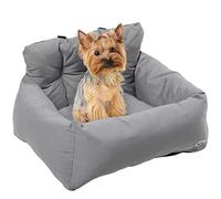 PawHut Asiento de Coche para Perros Pequeños, Asiento de Coche de Algodón Extraíble y Lavable con Cinturón de Seguridad, Gris Oscuro