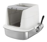 PawHut Bandeja de Arena Cerrada a 2 Entradas con Desodorante y Pala 52,4x41,3x39,8 cm Blanco Aosom España