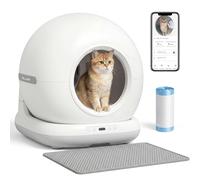 PawHut Bandeja sanitaria autolimpiable para gatos, bandeja sanitaria automática para gatos de 72 l con cámara HD, aplicación, sensores de seguridad, antioleos, contenedor de residuos de 7 l, bolsas