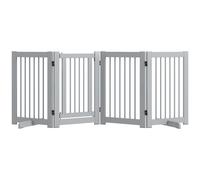 PawHut Barrera de protección para perros independiente, 4 paneles, flexible, madera de pino, 204x36x75 cm, Grisclaro Aosom España