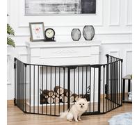PawHut Barrera de Seguridad Plegable para Mascotas 3 Paneles con Cierre Inteligente para Escaleras y Pasillos 180x74,5 cm Negro Aosom España