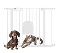 PawHut Barrera de Seguridad 75-103cm con 2 Extensiones Cierre Automático Blanco