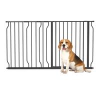 PawHut Barrera de Seguridad para Perros Extensible 75-115 cm para Puertas y Escaleras Puerta de Seguridad Apertura en Dos Sentidos y Solo una Mano Extensiones Montaje a Presión y Doble Bloqueo Negro