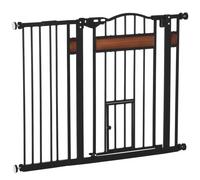 PawHut Barrera de Seguridad Extensible para Puertas y Escaleras Barrera para Perros con Altura Ajustable Cierre Automático y Sistema de Doble Bloqueo 93x76,2 cm Negro