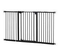 PawHut Barrera de Seguridad Extensible para Mascotas con Cierre Automático y Doble Bloqueo Metal 74-147,5x76,2 cm Negro Aosom España