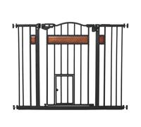 PawHut Barrera de Seguridad Extensible para Perros 74-105 cm con 2 Extensiones Puertas Cierre Automático para Escaleras y Puertas Negro Aosom España
