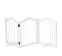 PawHut Barrera de Seguridad Independiente para Mascotas, 3 Paneles con Patas de Apoyo, Color Blanco