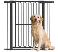 PawHut Barrera de Seguridad para escaleras Barrera de Seguridad para Puertas Barrera de Seguridad sin taladrar 76-104 cm Barrera de Seguridad de Acero para Perros, Mascotas escaleras, Puertas, Negro