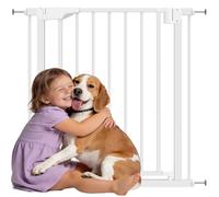 PawHut Barrera de Seguridad para Niños y Perros, Ancho 76-82 cm, Puerta para Perros, Bloqueo Doble, Cierre Automático, Apertura Dos Sentidos, para Puertas, Escaleras, Montaje a Presión, Blanco