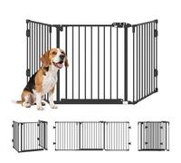 PawHut Barrera de Seguridad para Perros 202,5 cm Valla Plegable Negro