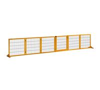 PawHut - Barrera de Seguridad para Perros autoportante Modular Plegable (432 x 36 x 70 cm, 6 Paneles, 2 pies, Soporte de Madera de Pino), Color Amarillo