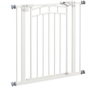 PawHut Barrera de seguridad para perros barrera de escalera extensible doble bloqueo 74-80 x 76 cm blanco