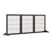 PawHut Barrera de Seguridad para Perros con Estructura de Madera y Patas de Apoyo para Pasillo Escalera 185x36x71 cm Marrón