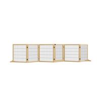 PawHut Barrera de Seguridad para Perros Plegable de Madera para Escaleras y Puertas con Soporte de Pie 432x36x70 cm Marrón oscuro 432X36X70 cm