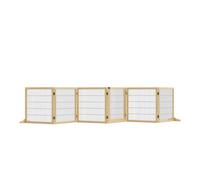 PawHut Barrera de Seguridad para Perros de Madera Plegable, para Escaleras y Puertas, Valla para Perros Pequeños y Medianos de 6 Paneles, con Soporte de Pie, para Interiores, 432x36x70 cm, Natural