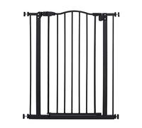 PawHut Barrera de Seguridad para Perros Extensible 74-80 cm, para Puertas y Escaleras, Barrera para Perros, Montaje a Presión y Doble Bloqueo, Negro