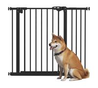PawHut Barrera de Seguridad para Perros Extensible 74-94 cm, para Puertas y Escaleras, Barrera para Perros, Cierre Automático Montaje a Presión Doble Bloqueo 1 Extensión 14 cm, Negro
