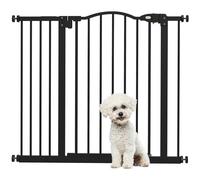 PawHut Barrera de Seguridad para Perros Extensible 74-94 cm, para Puertas y Escaleras, Barrera para Perros con Extensión 14 cm, Montaje a Presión y Doble Bloqueo, Negro