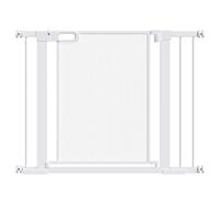 PawHut Barrera de Seguridad para Perros Extensible 75-103 cm Barrera para Escalera Puerta con 2 Extensiones 7 y 14 cm Doble Bloqueo Cierre Automático Blanco