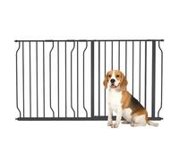 PawHut Barrera de Seguridad para Perros Extensible 75-145 cm para Puertas y Escaleras Puerta de Seguridad Apertura en Dos Sentidos y Solo una Mano Extensiones Montaje a Presión y Doble Bloqueo Negro
