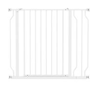 PawHut Barrera de Seguridad para Perros Extensible 75-95 cm para Puertas y Escaleras Puerta de Seguridad Apertura en Dos Sentidos y Solo una Mano Extensiones Montaje a Presión y Doble Bloqueo Blanco