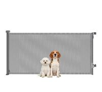 PawHut Barrera de Seguridad para Perros Extensible hasta 180x93 cm Gris | Retráctil, para Escaleras y Puertas, Valla para Perros Pequeños y Medianos, Uso con Una Sola Mano