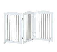 PawHut Barrera de Seguridad para Perros para Escaleras y Puertas Diseño Plegable y Pies de Apoyo 154x30x80 cm Blanco Aosom España