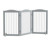 PawHut Barrera de Seguridad para Perros para Escaleras y Puertas Diseño Plegable y Soporte de Pie 154x30x80 cm Gris Aosom España