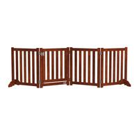 PawHut Barrera de Seguridad para Perros para Escaleras y Puertas Diseño Plegable y Soporte de Pie 205x30x60 cm Marrón