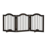 PawHut Barrera de Seguridad para Perros Pequeños Plegable 154,5x61 cm Barrera para Perros en Casa de 3 Paneles con Patas Anchos para Escaleras Pasillos Café