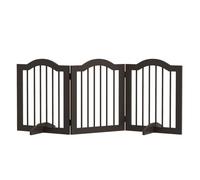 PawHut Barrera de Seguridad para Perros Pequeños Plegable Barrera para Perros en Casa de 3 Paneles con Patas Anchos para Escaleras Pasillos