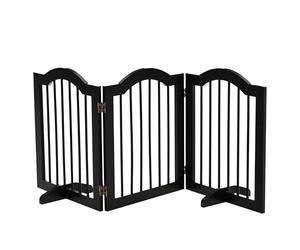 PawHut Barrera de Seguridad para Perros Pequeños Plegable 154,5x61 cm Barrera para Perros en Casa de 3 Paneles con Patas Anchos para Escaleras Pasillos Negro