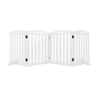 PawHut Barrera de Seguridad para Perros Plegable 207,5 cm, Valla para Perros Pequeños y Medianos de 4 Paneles con Pies Extraíbles, Puerta de Seguridad para Mascotas, para Escalera, Pasillo, Blanco