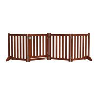 PawHut Barrera de Seguridad para Perros Plegable para Escaleras y Puertas Valla para Perros Pequeños de 4 Paneles con Soporte de Pie para Interiores