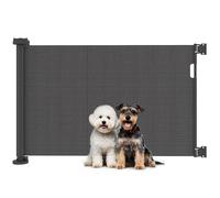 PawHut Barrera de Seguridad para Perros Retráctil 0-136 cm Puerta para Perros Pequeños Extensible con Interruptor de Cierre Red de Seguridad para Pasillos Escaleras Interiores y Exteriores Negro