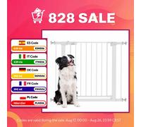 PawHut Barrera de Seguridad Perros Escaleras Puertas 75-96 cm con 2 Extensiones White 96x5x76 cm