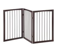 PawHut Barrera de Seguridad Plegable 3 Paneles 160x76 cm Café Oscuro | Rejilla de Protección, para Perros Pequeños, Ideal para Puertas, Pasillos y Escaleras