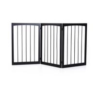 PawHut Barrera de Seguridad Plegable de 3 paneles Portátil para Mascotas para Puertas Escaleras Pasillos Café Oscuro 160x76 cm