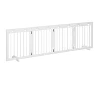 PawHut Barrera de Seguridad Plegable para Perros Reja de Protección de 4 Paneles con Patas para Puertas Escaleras 204x30x61cm Blanco Aosom España