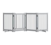 PawHut Barrera para Perros de 4 Piezas, 204 x 75 cm Puerta de Seguridad Plegable con Puerta, Puerta para Perros Independiente con 2 Patas de Apoyo, Puerta de Madera para escaleras, Pasillo, Cocina,