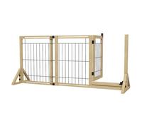 PawHut Barrera para Perros de Madera Valla para Mascotas Extensible de 2 Paneles con Patas de Apoyo Triangulares para Puerta Pasillo Escalera
