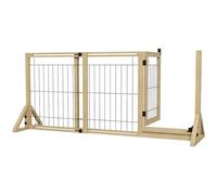 PawHut Barrera para Perros Extensible de Madera 112-159x44x70 cm Natural Natural Wood 159x44x70 cm